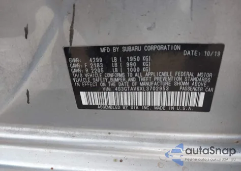 2020 Subaru Impreza Premium 5-Door from USA, damaged, VIN 4S3GTAV6XL3702953